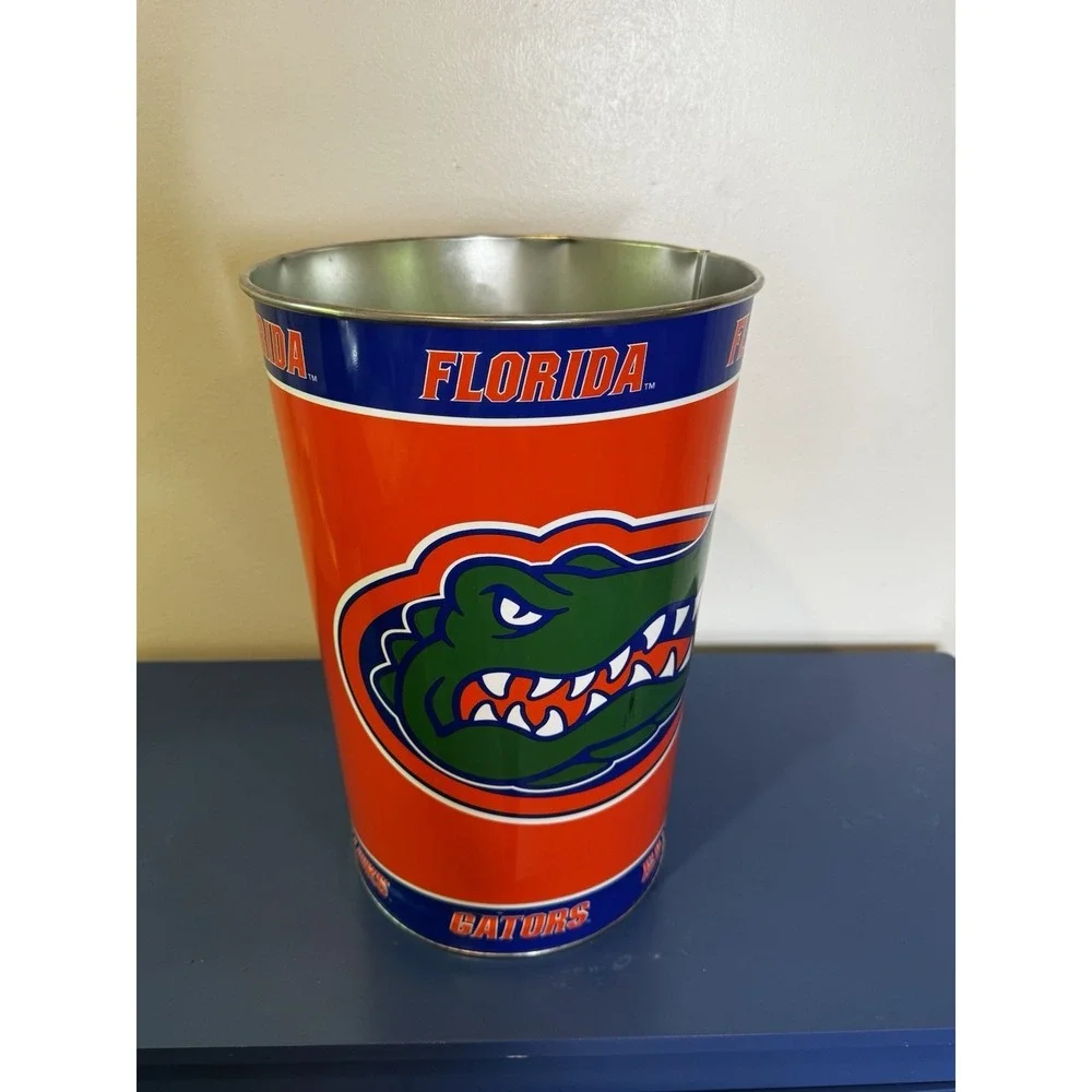 Vintage University of Florida Metal Trash Can Y2K 15
